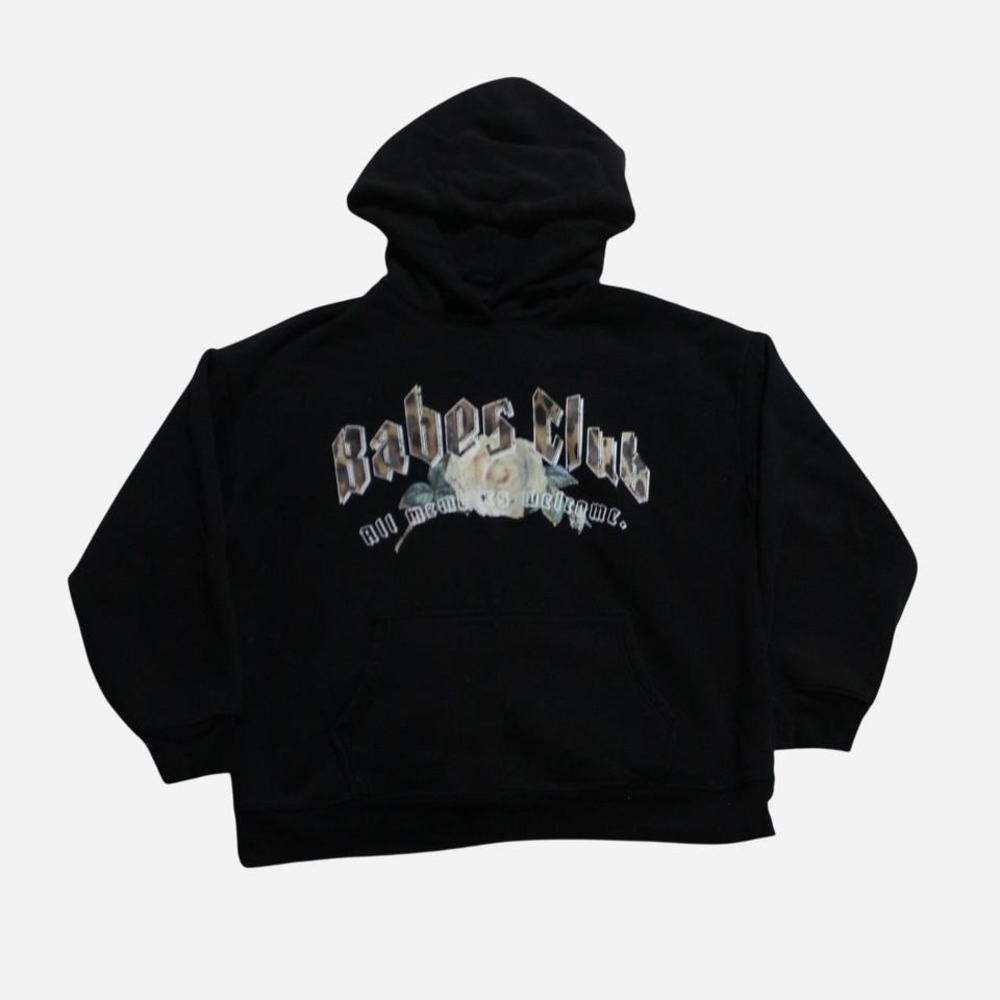 Womens Y2K Style Skater Brunette The Label Oversized Baggy Babes Club Hoodie - Picture 2 of 8